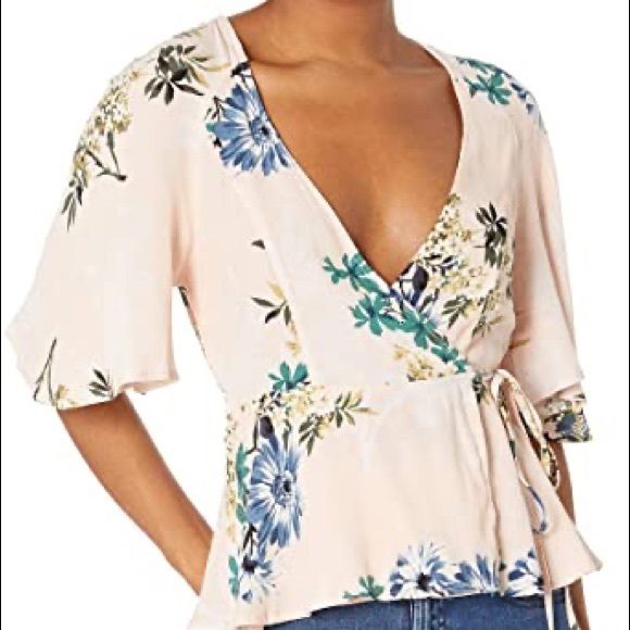 Dex Floral Peplum Wrap Top - Picture 1 of 4
